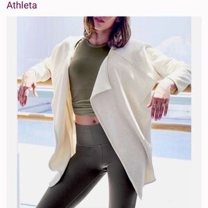 Athleta Cozy Karma Cream Open-Front wrap Cardigan jacket OVERDIZED size Med